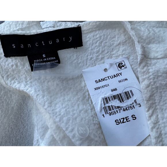 NEW SANCTUARY Anthropologie White Long Sleeve Smocked Back Blouse Size S - Picture 4 of 5